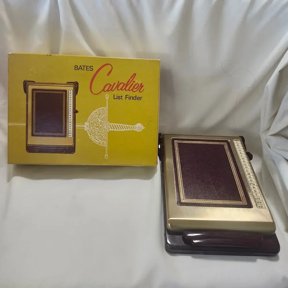 Bates Cavalier List Finder Box Old Burgundy Brass COB B19